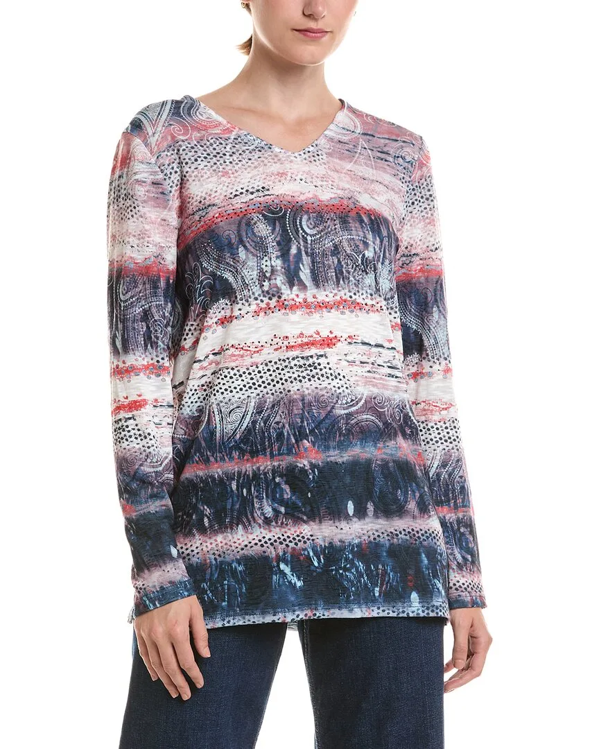 V-Neck Printed Top by Picadilly