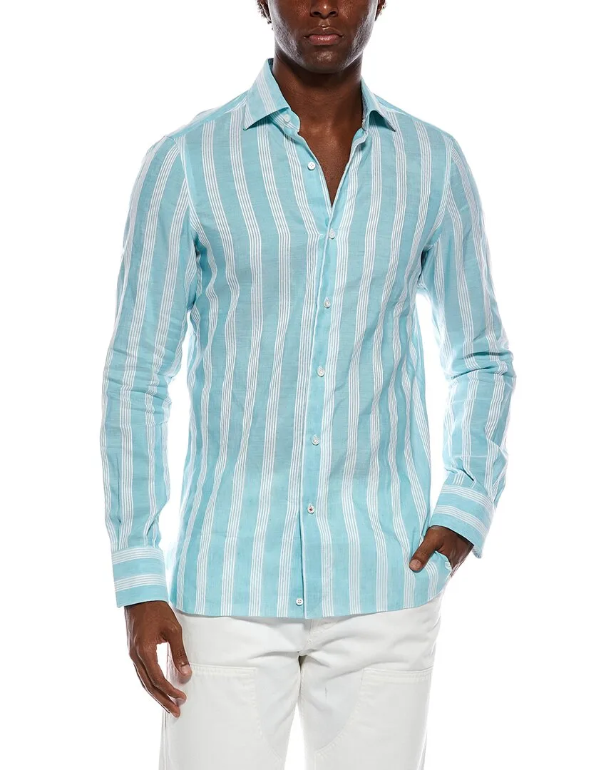 Linen-Blend Dress Shirt by Isaia