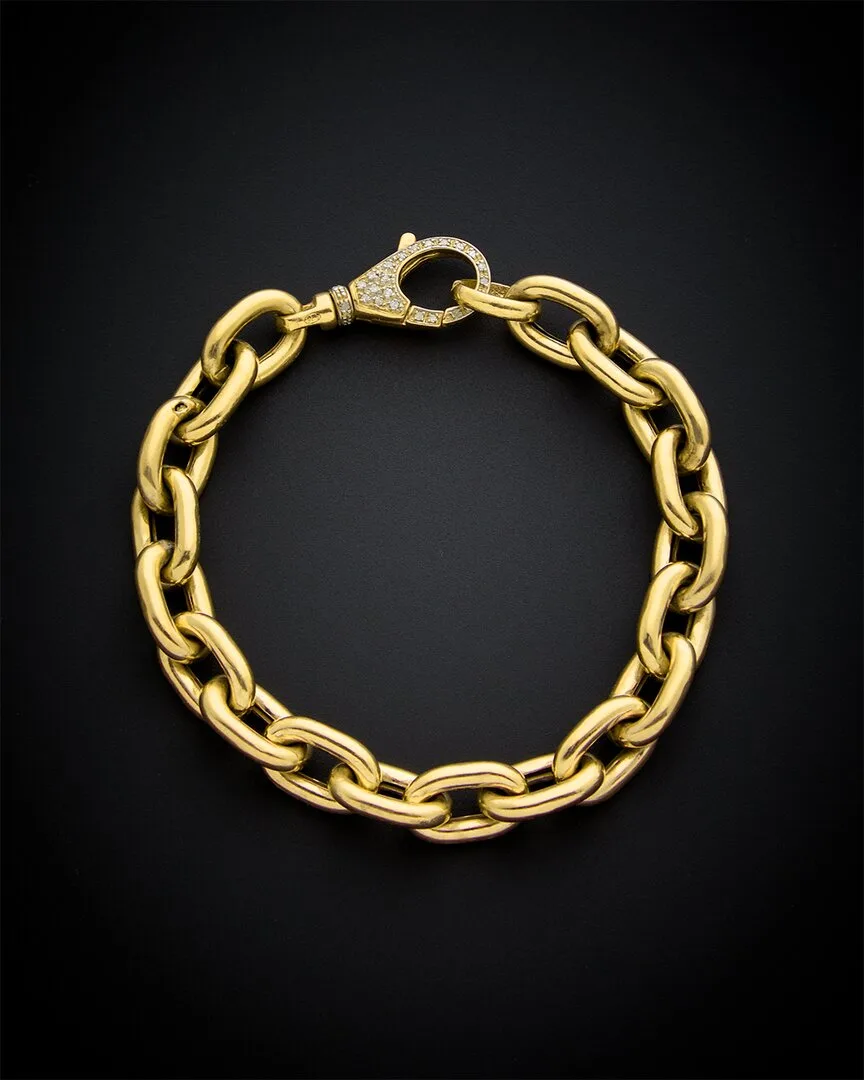 18K Italian Gold Over Silver 0.20 ct. tw. Diamond Link Bracelet