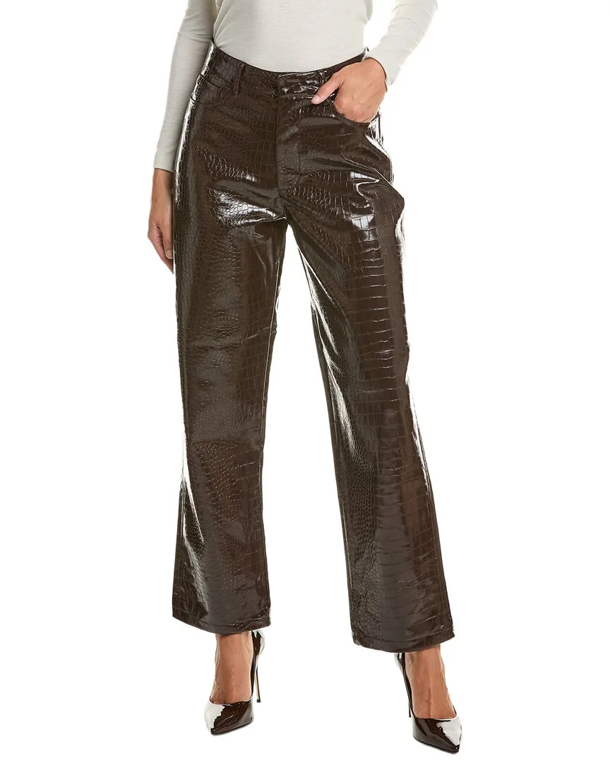 Faux Leather Animal Embossed Straight Pant by Current/Elliott
