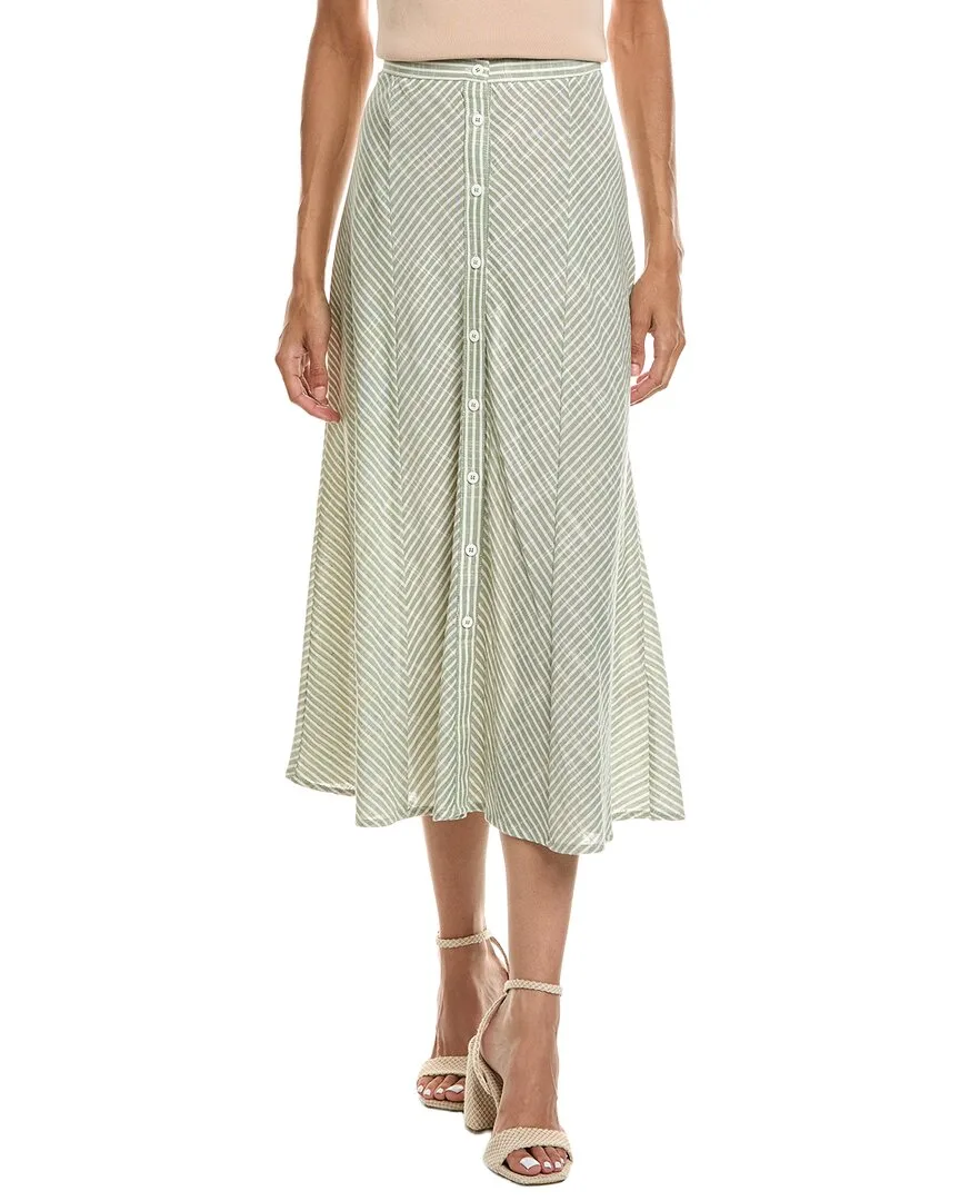 Striped Button Front Skirt by Max Studio