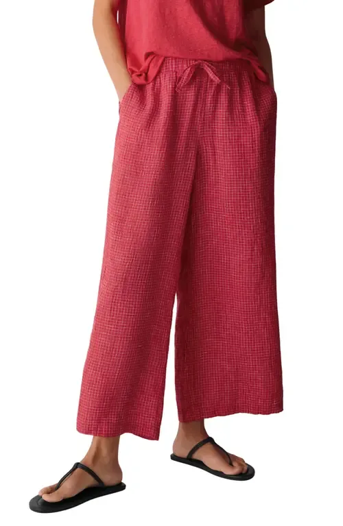 Windowpane Check Wide Leg Ankle Pants by Eileen Fisher