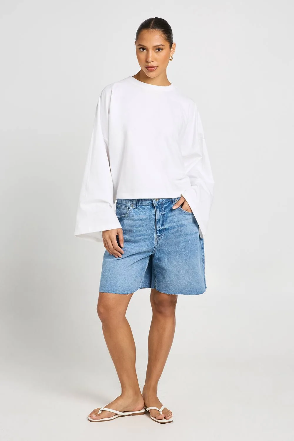 Bermuda Denim Short by boohoo