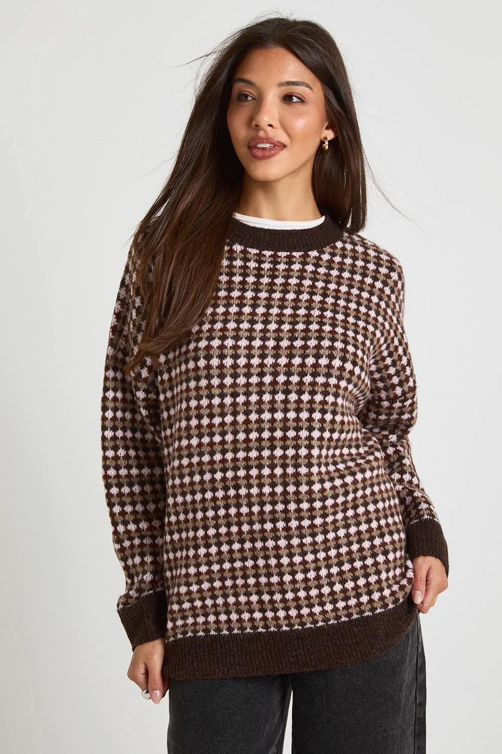 Chunky Knit Patterned Oversized Jumper by boohoo