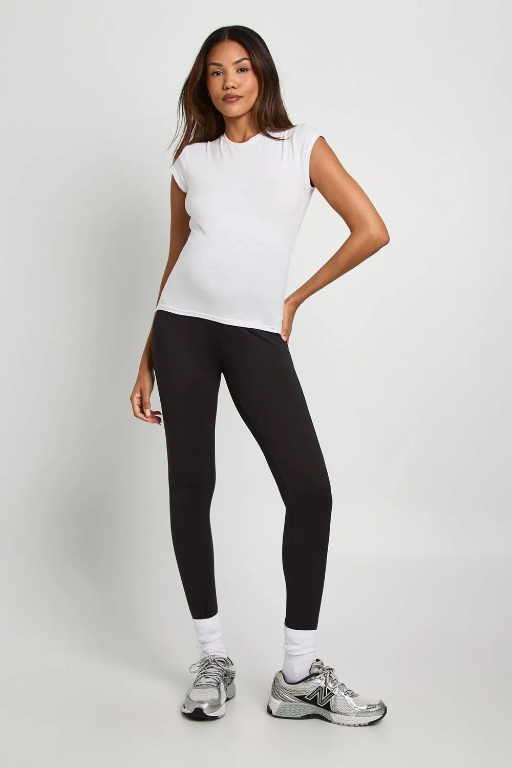 Maternity 2 Pack Over the Bump Leggings Pants by boohoo