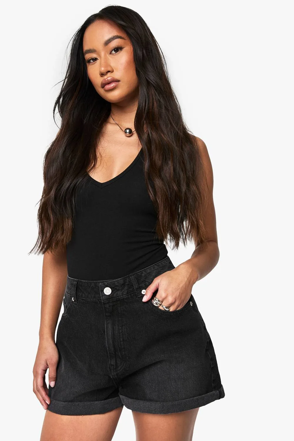 Denim Mom Short by boohoo