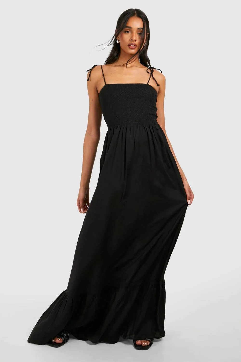 Shirred Bardot Maxi Dress by boohoo