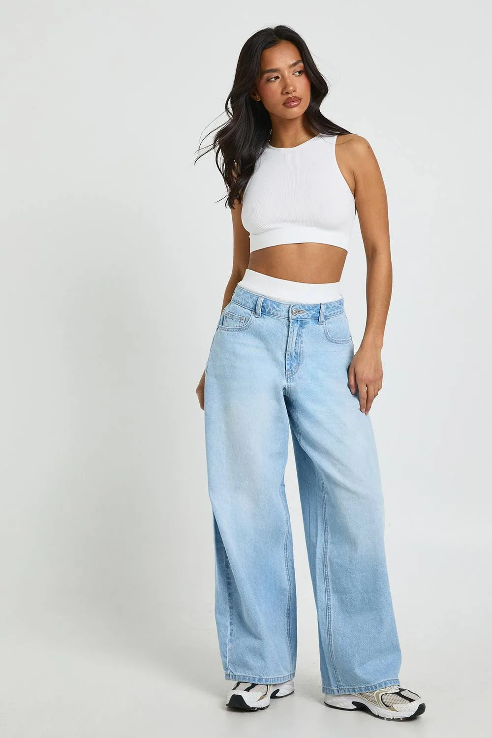 Cinched Waist Loose Fit Jeans with Adjuster