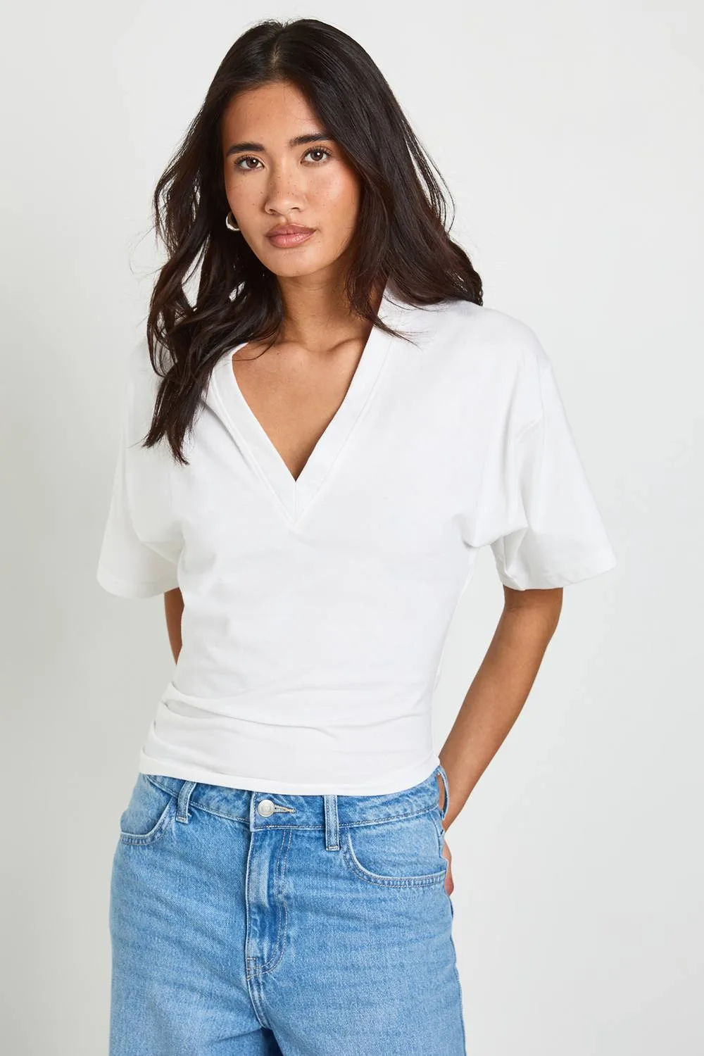 V Neck Cinched Waist by boohoo