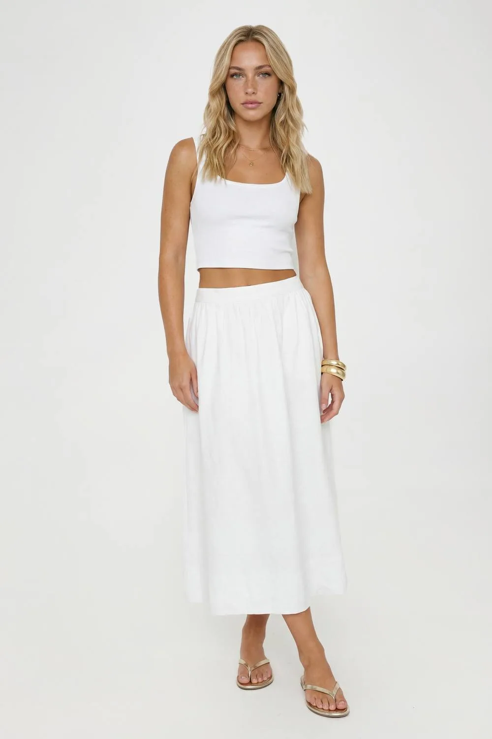 Linen Look Volume Midaxi Skirt by boohoo