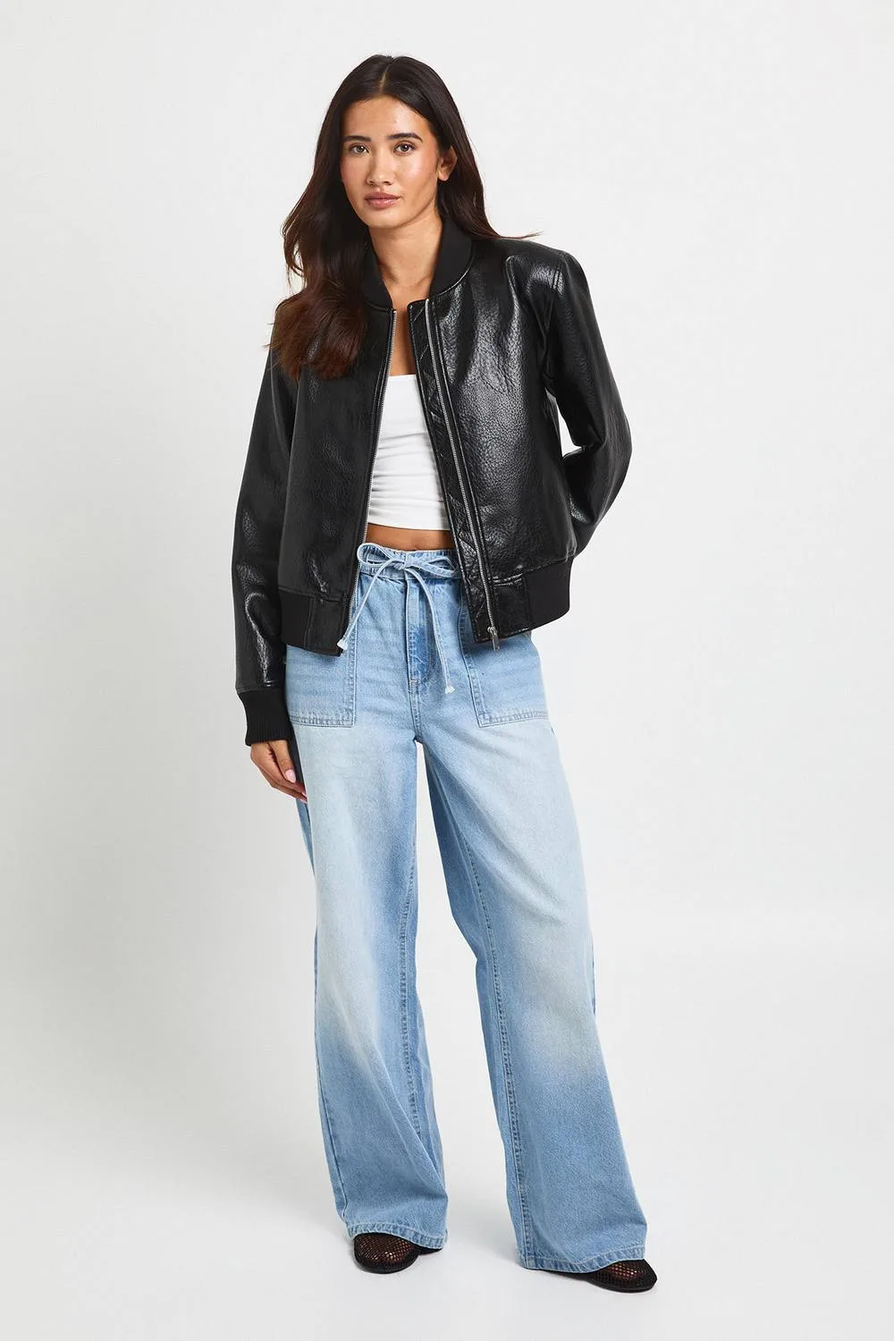 Elasticated Tie Waist High Waist Wide Leg by boohoo