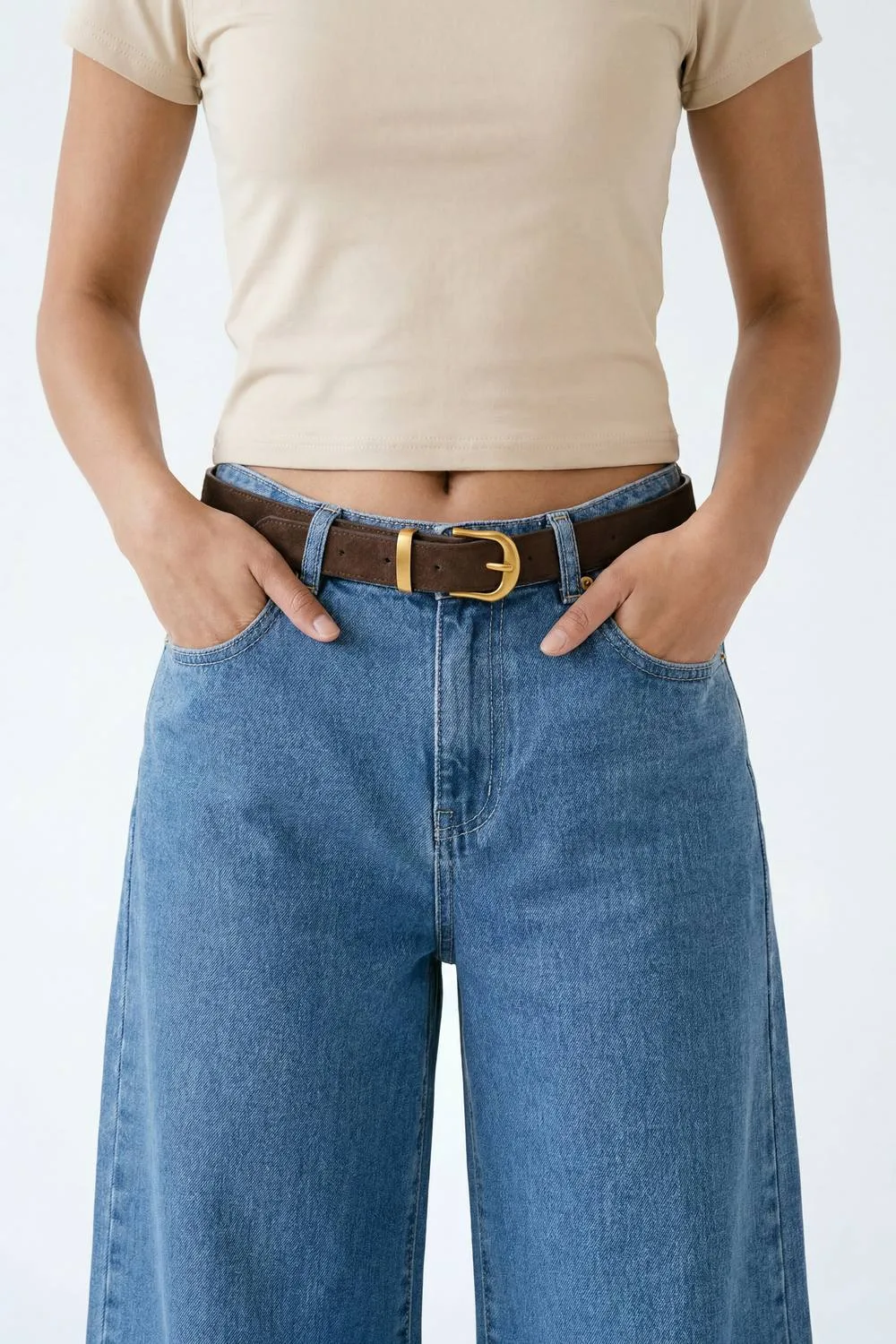 Faux Suede Gold Buckle Belt