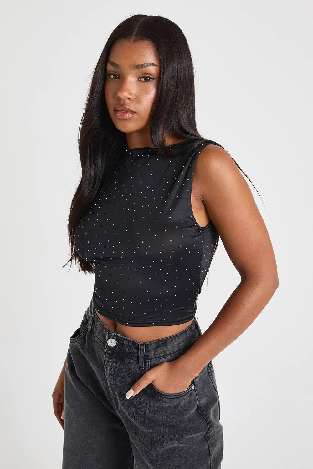 Hotfix Slinky Sleeveless Tank Top by boohoo