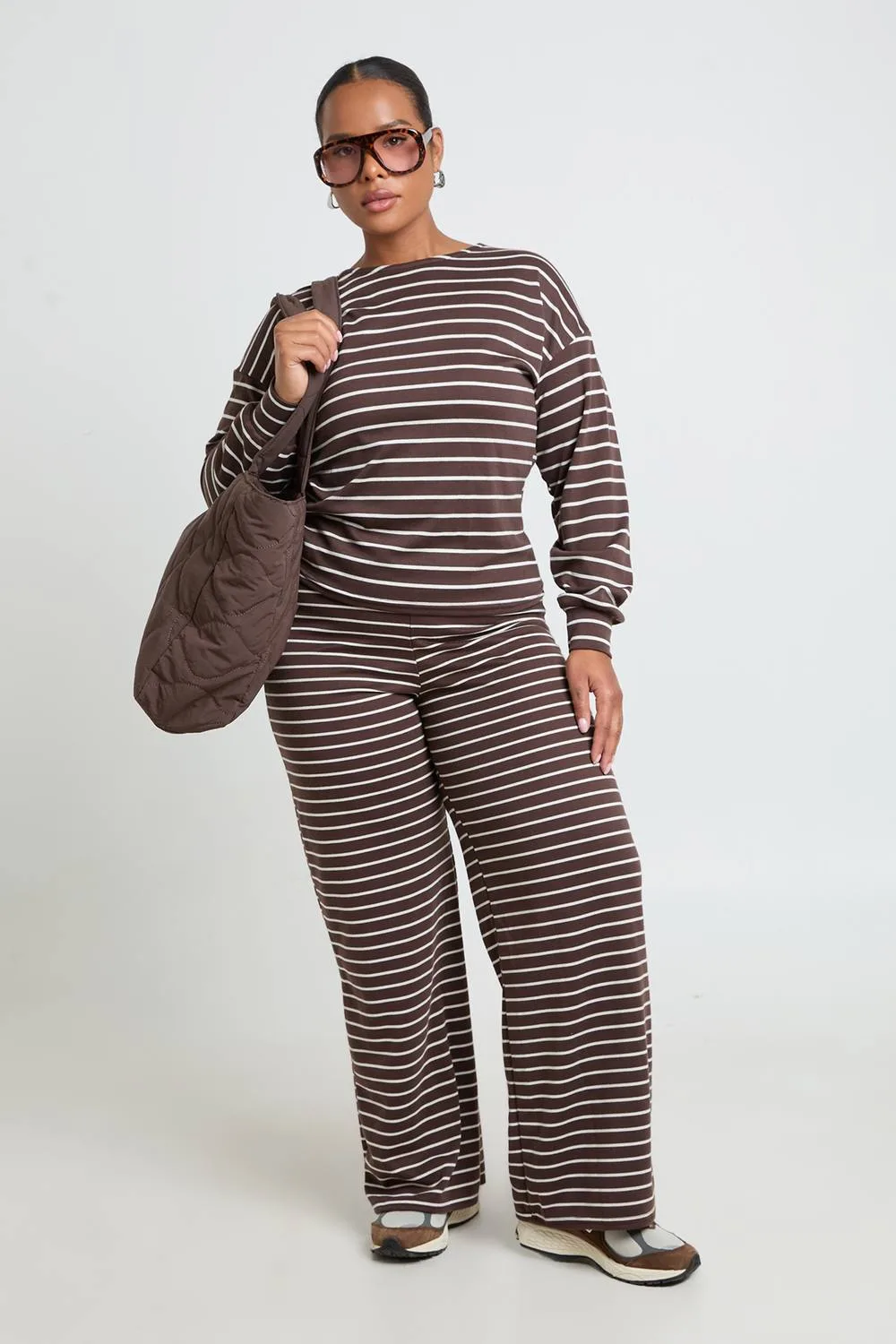 Soft Stripe Long Sleeve Top by boohoo