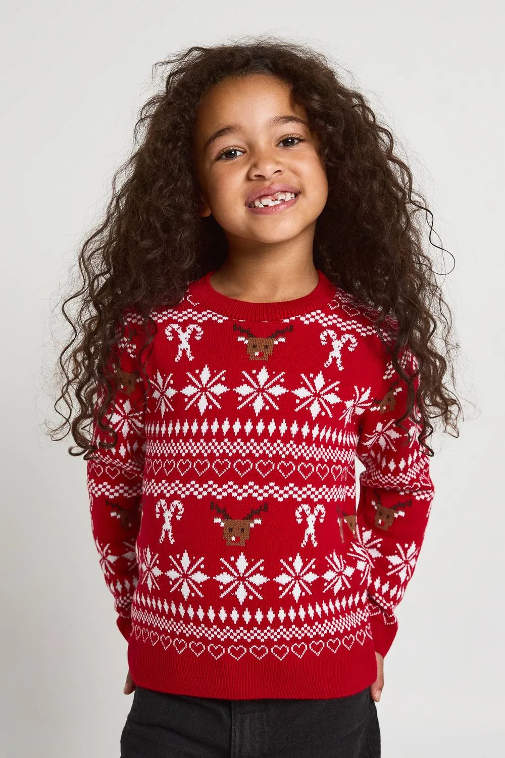 Matching Reindeer Fairisle Mini Me Christmas Jumper by boohoo