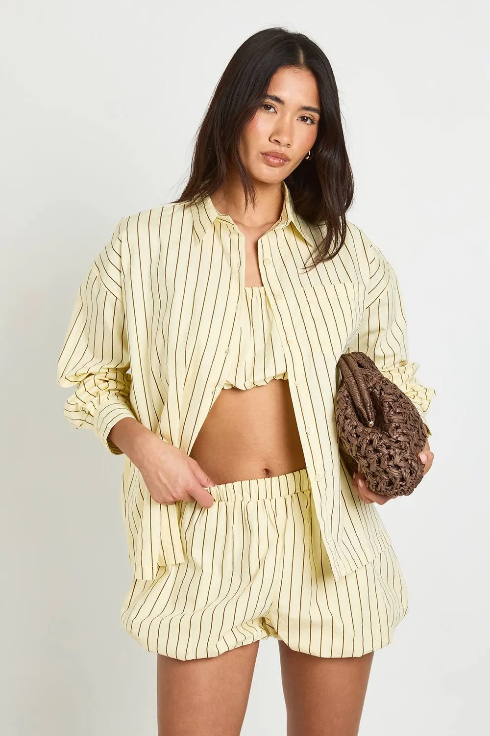 Stripe Cotton Oversized Shirt by boohoo