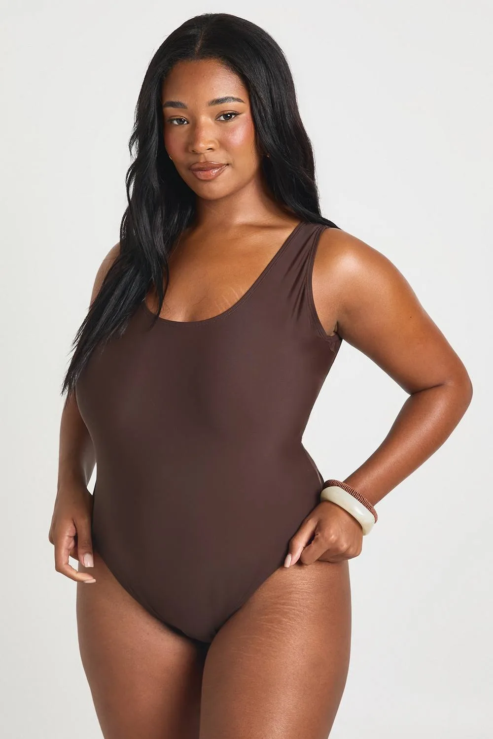 Essentials Scoop Neck Swimsuit by boohoo