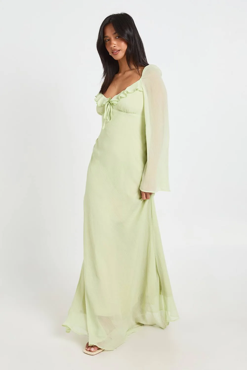 Chiffon Plunge Ruffle Maxi Dress by boohoo