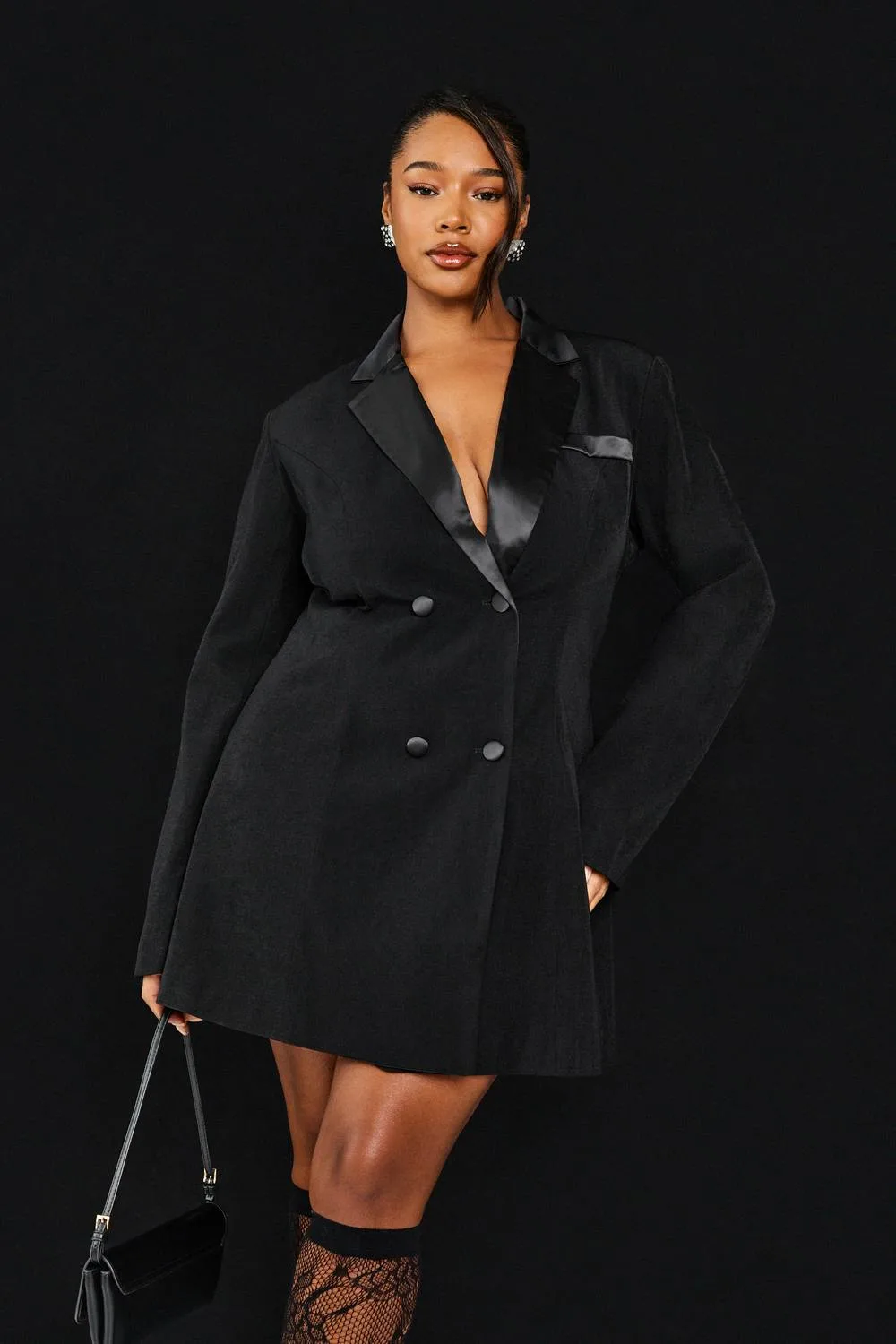 Contrast Lapel Structured Blazer Dress by boohoo