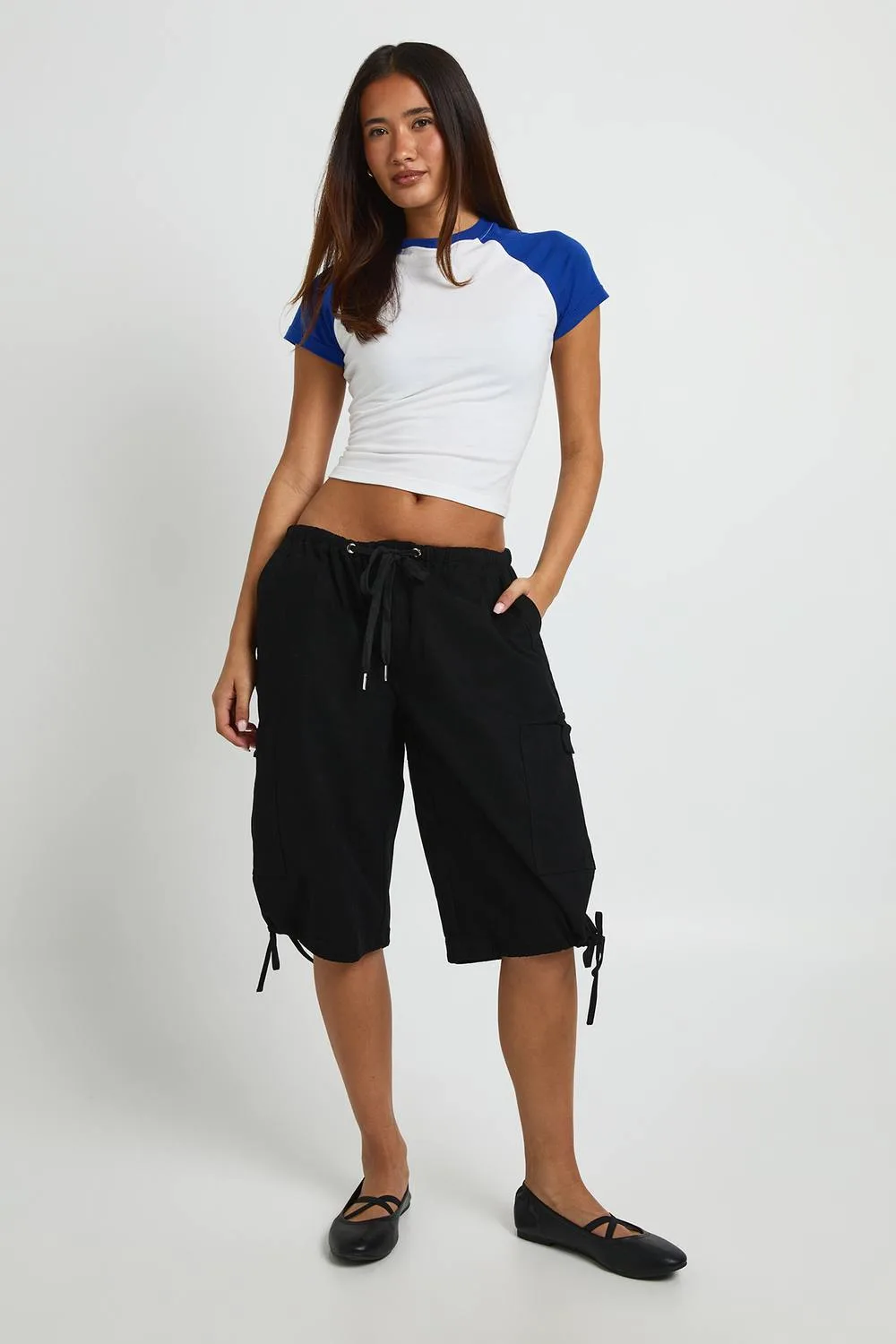 Twill Cargo Jort by boohoo