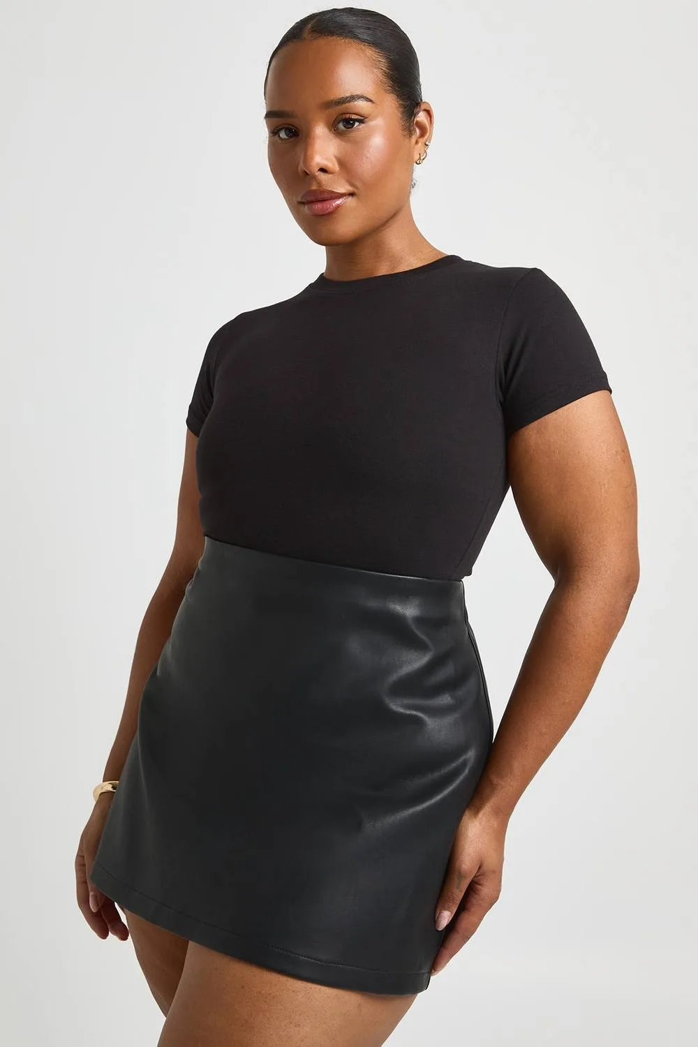 Faux Leather A-Line Mini Skirt by boohoo