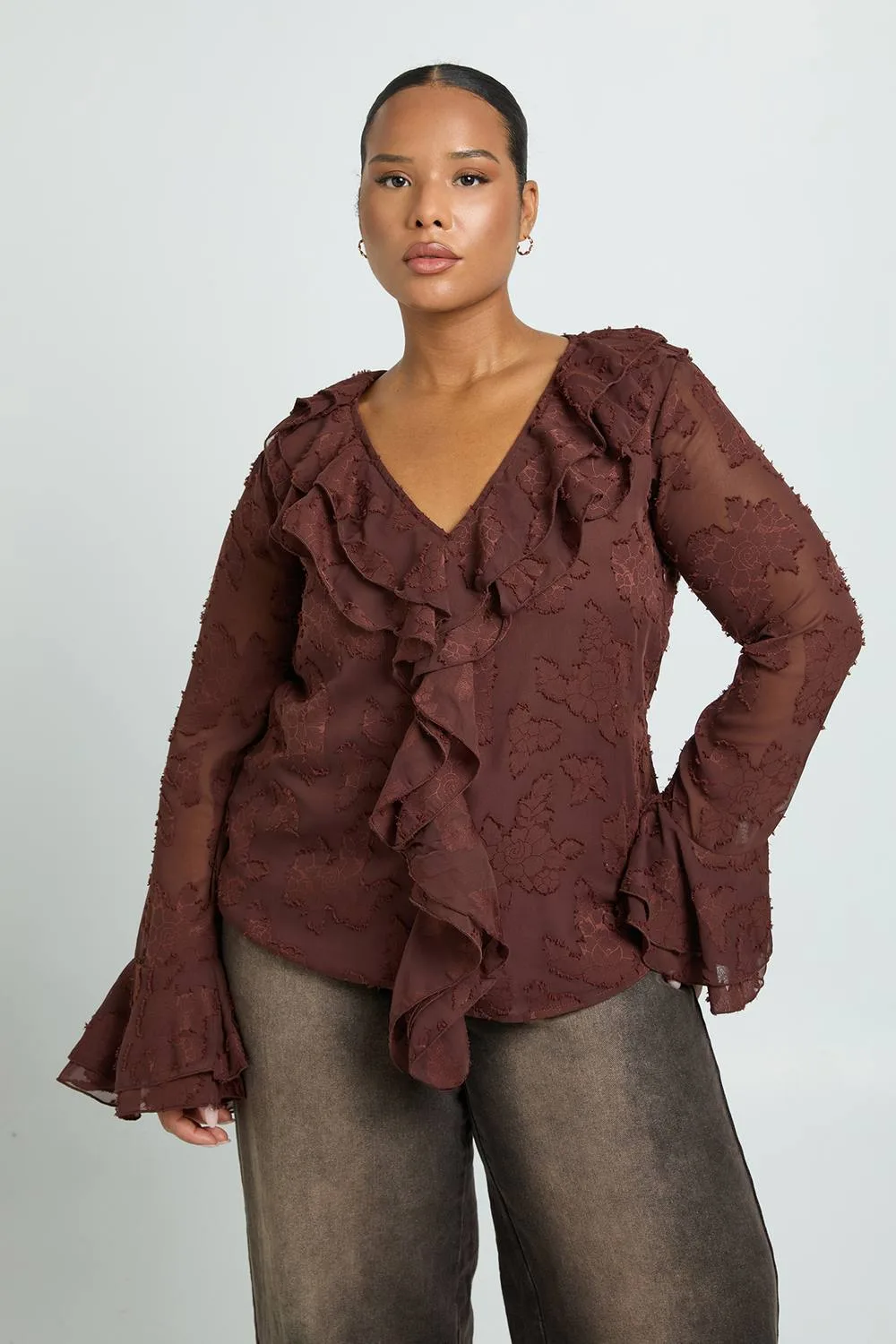 Ruffle Burnout Blouse by boohoo