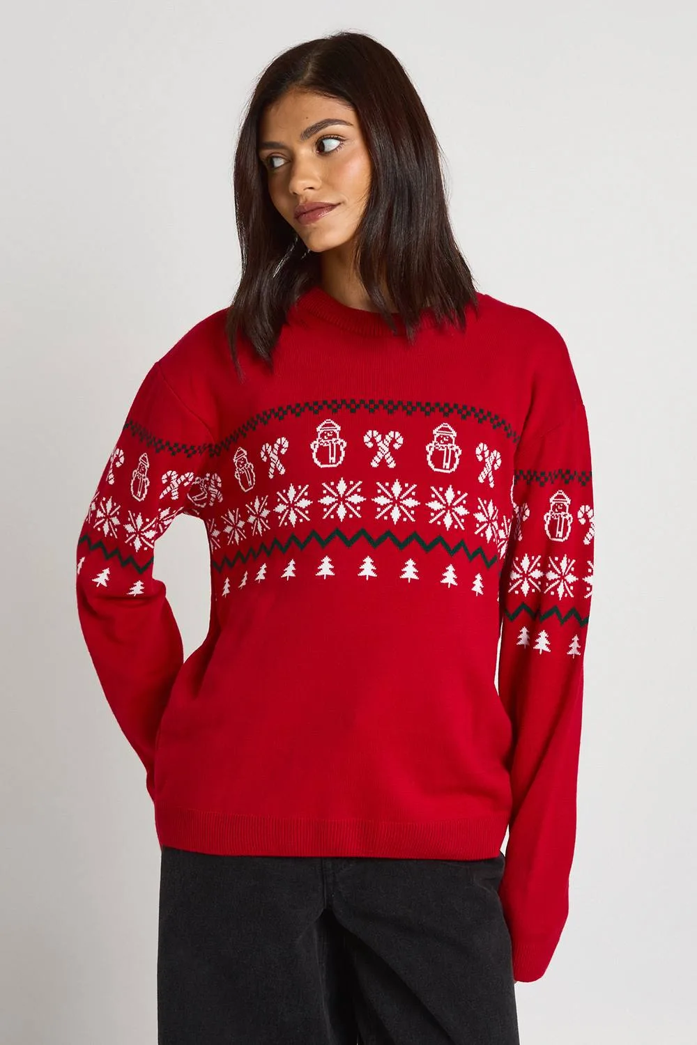 Matching Family Snowman All Over Fairisle Christmas Jumper by boohoo