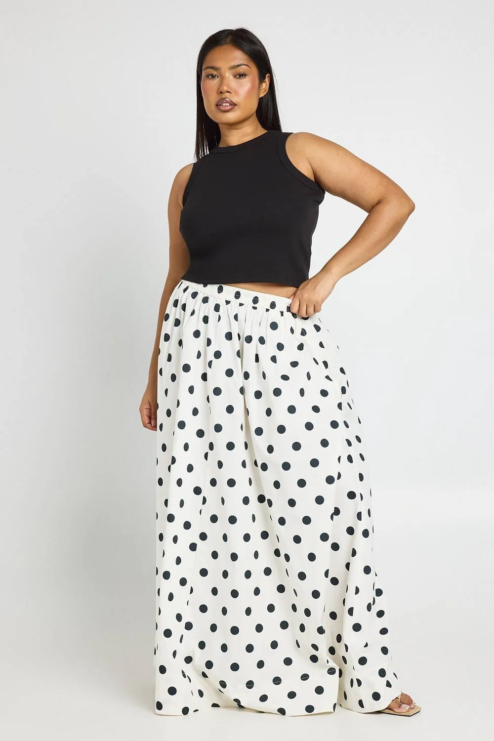Polka Dot Poplin Volume Maxi Skirt by boohoo