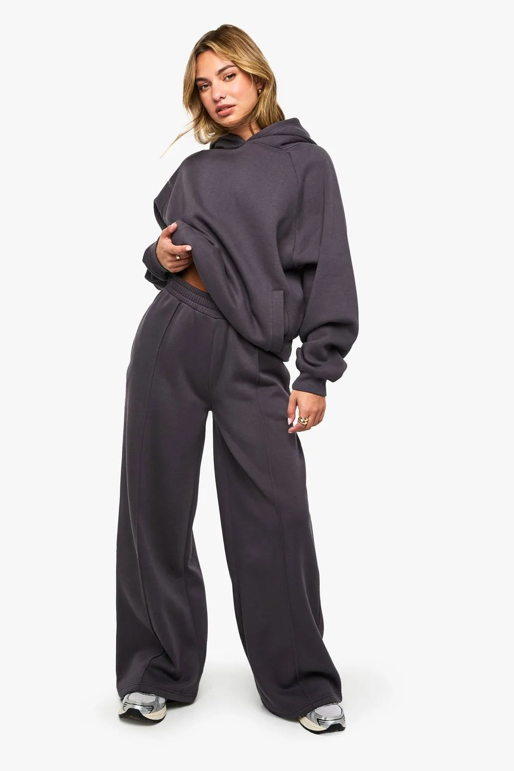Pintuck Detail Straight Leg Jogger Pants