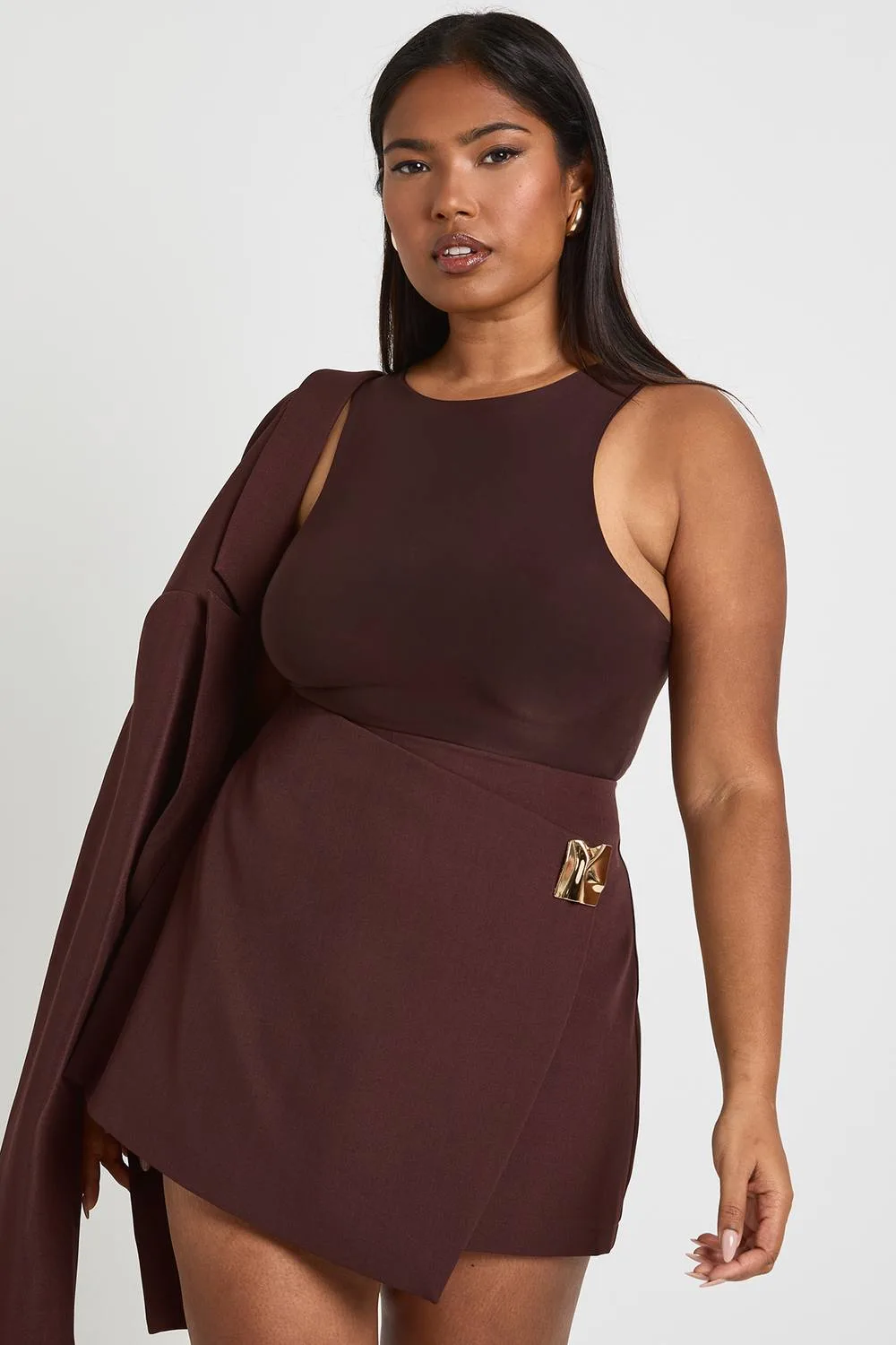 Gold Trim Skort by boohoo