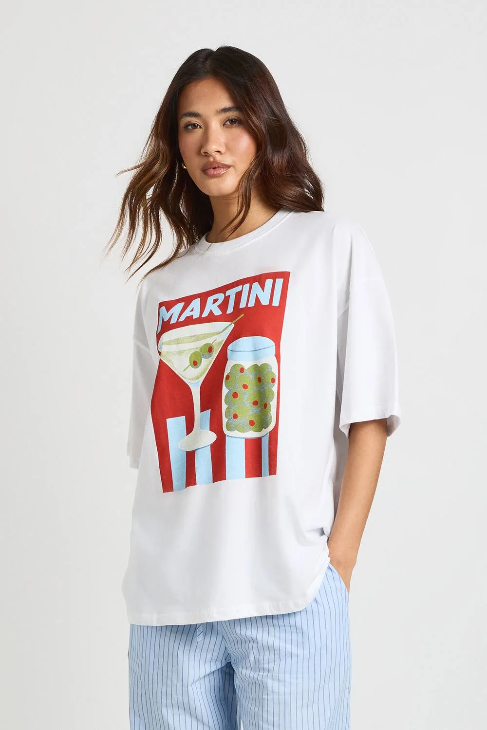 Martini Printed T-Shirt by boohoo