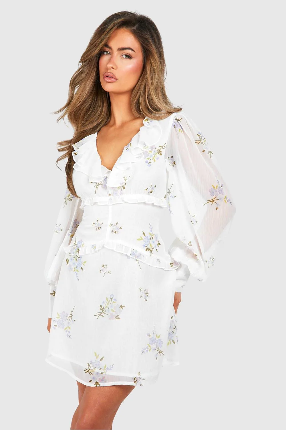 Ruffle Chiffon Mini Dress by boohoo