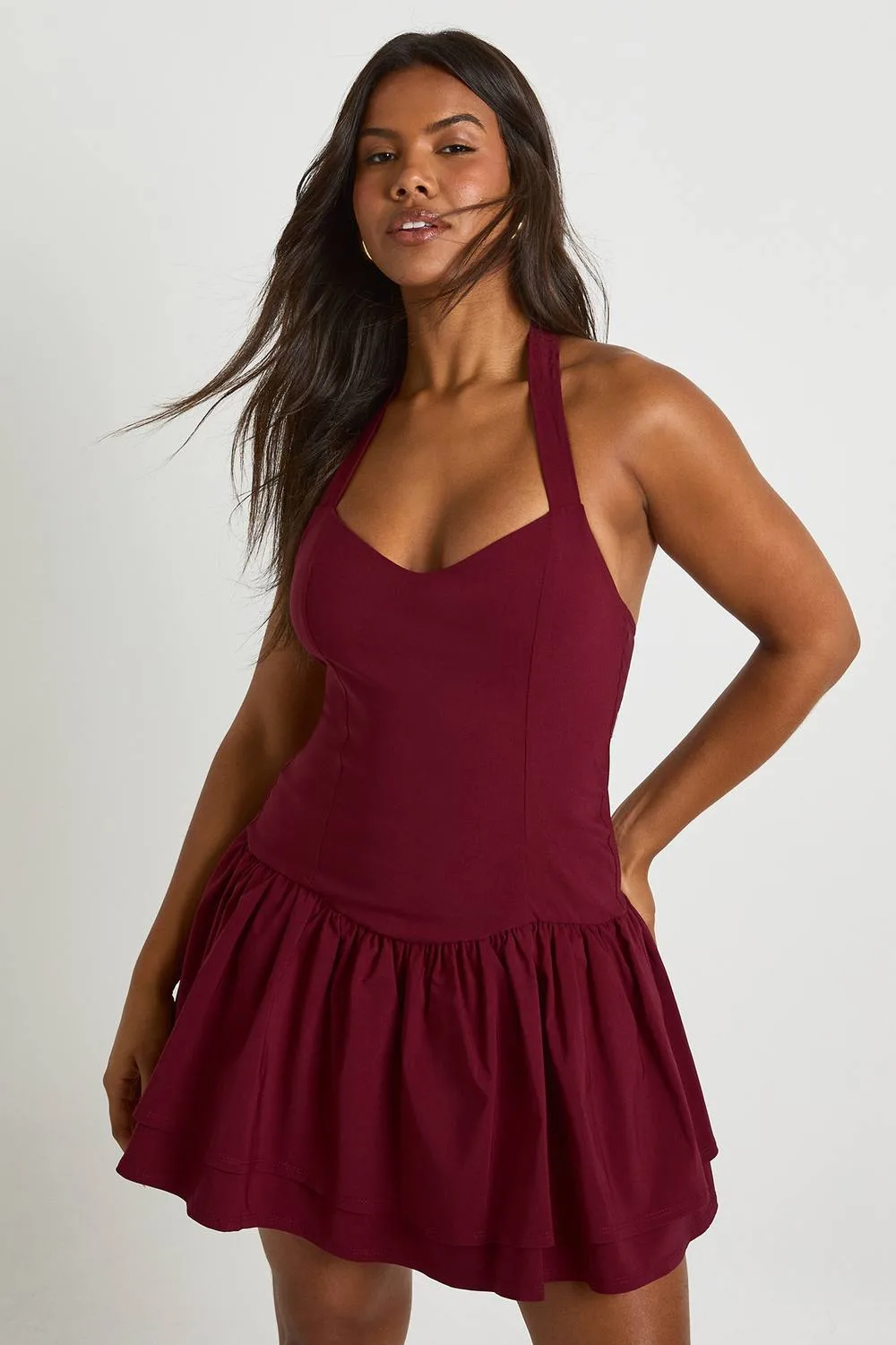 Halterneck Sweetheart Puffball Mini Dress