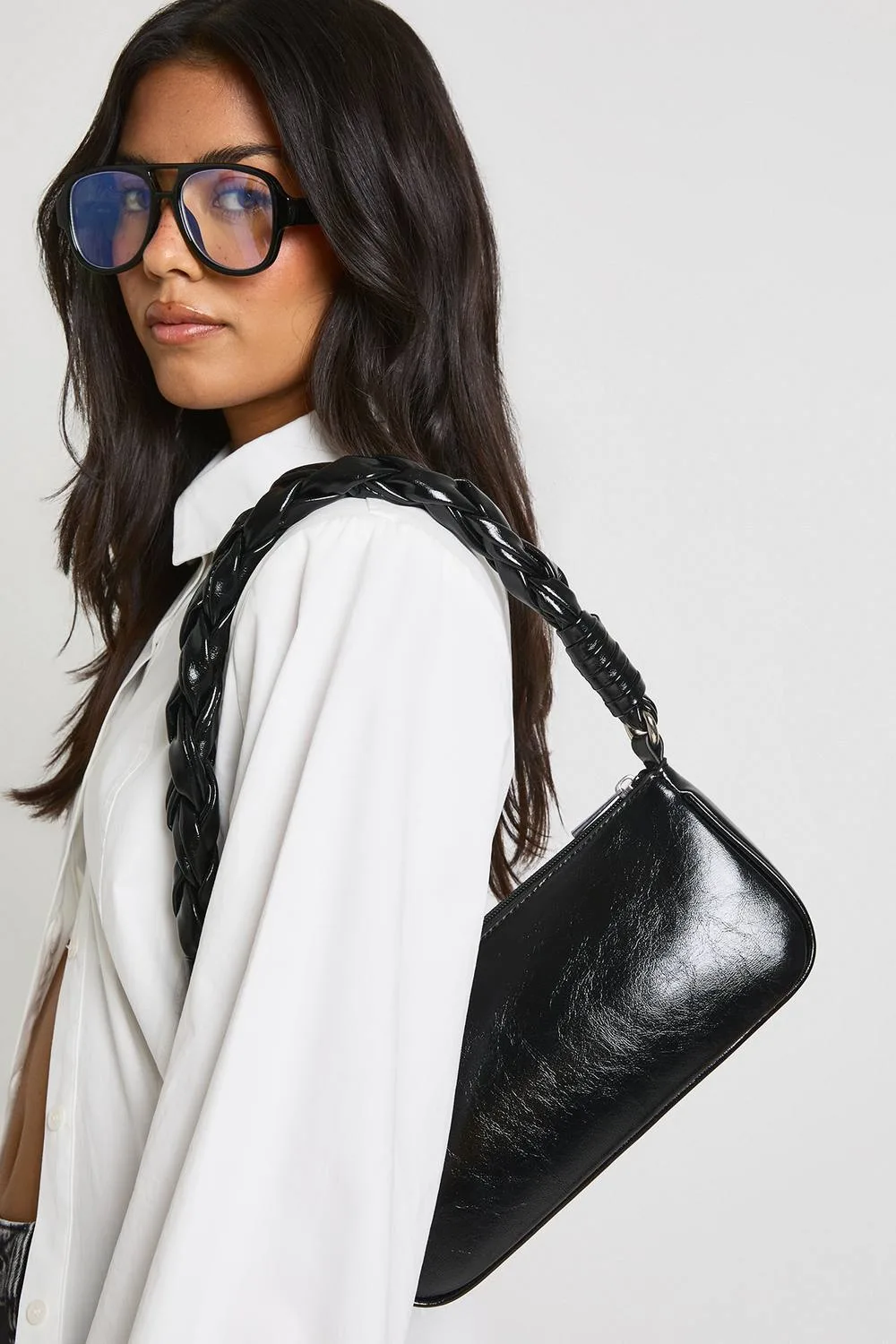 Plaited Handle Shoulder Bag by boohoo