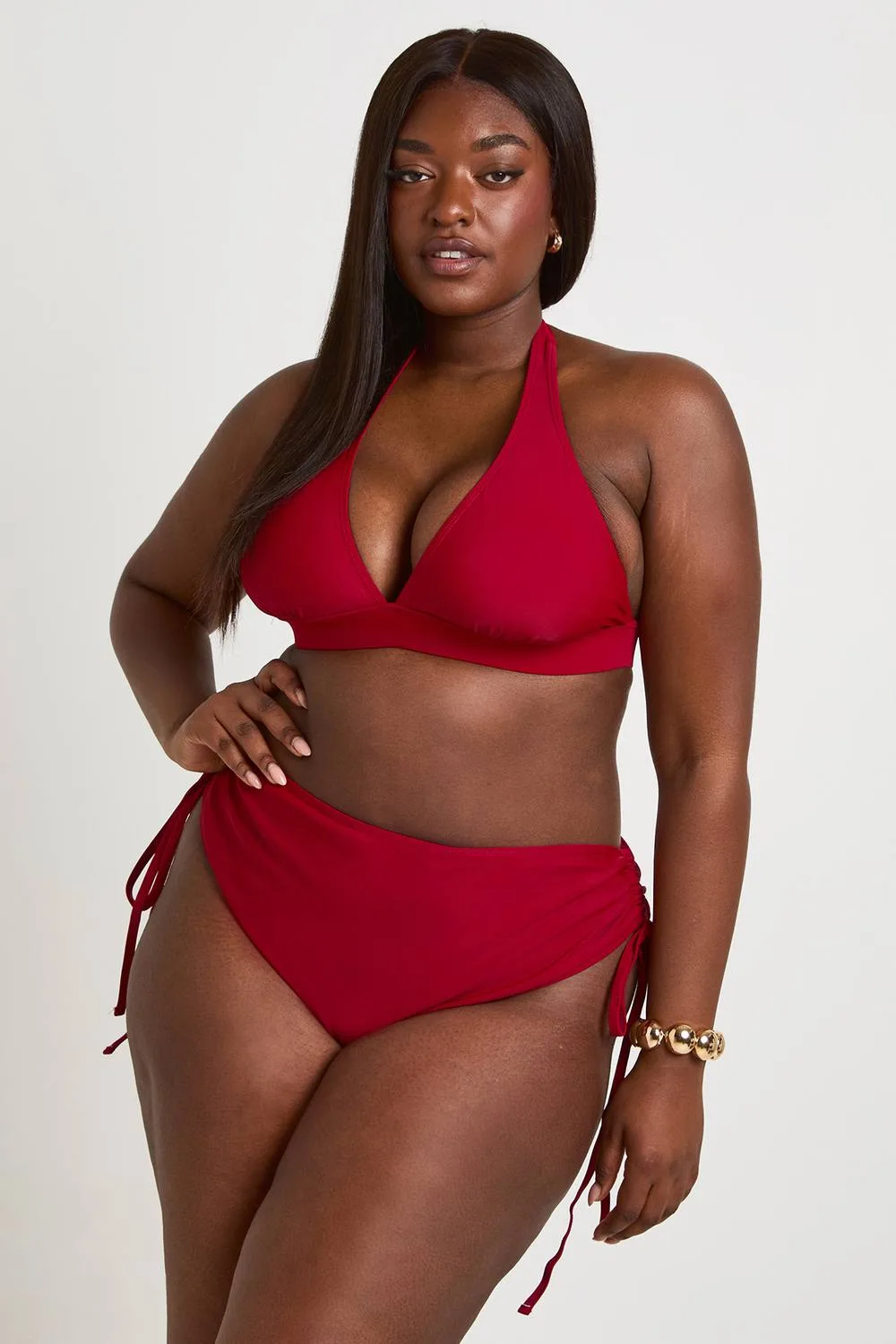 Plunge Halterneck Bikini Top by boohoo