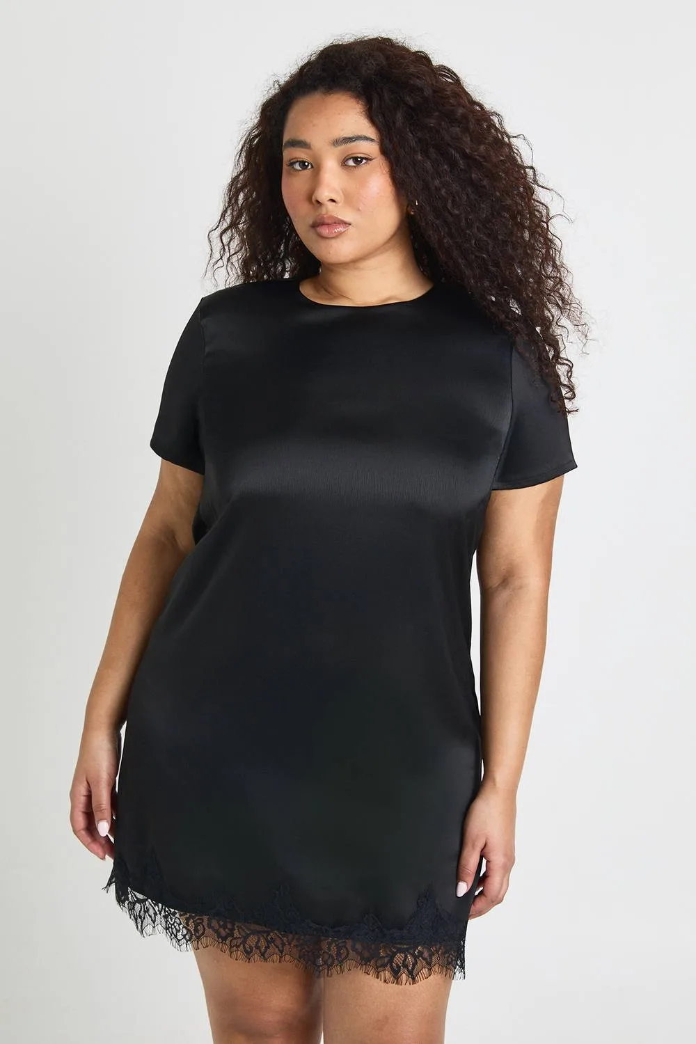 Lace Trim Mini Dress by boohoo