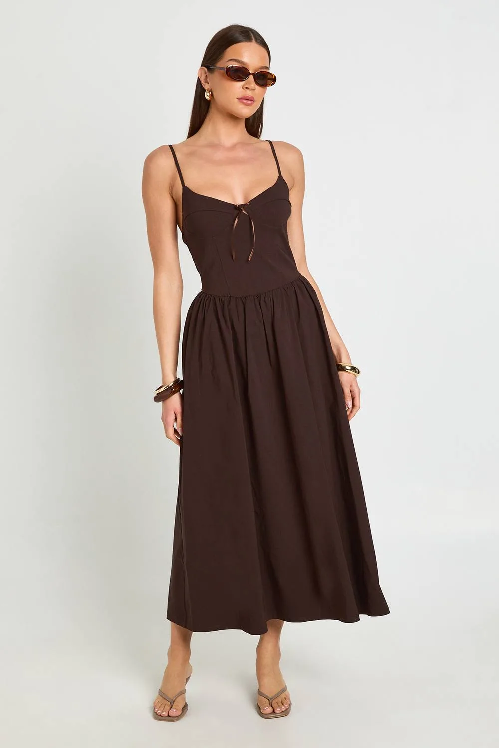 Bengaline Bust Cup Detail Cami Strap Midaxi Dress by boohoo
