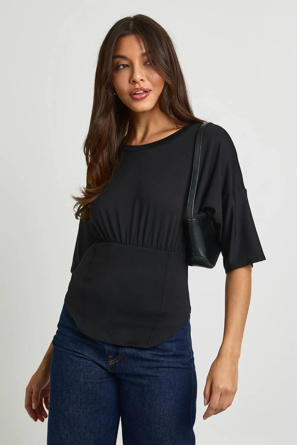 Lace Up Corset Oversized T-Shirt by boohoo