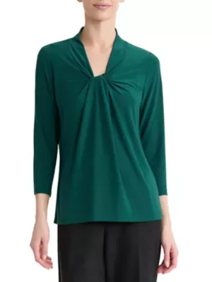 Three Quarter Sleeve Knot Front Blouse by Kasper