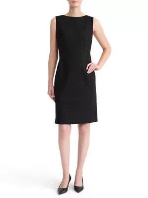 Sleeveless Boat Neck Princess Seam Sheath Dress