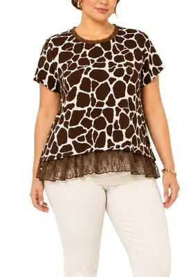Giraffe Print Lace Pleat Back by Coin1804