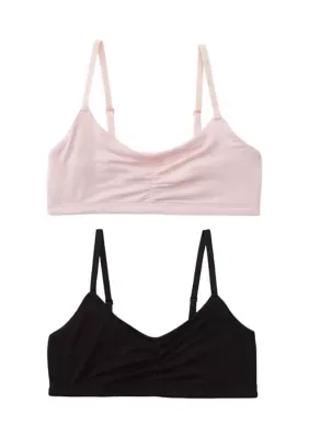 Maidenform Girl 2 Pack Modal Ruched Cropped Bralettes by Maidenform