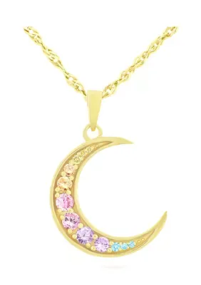Forever New Featuring Swarovski Zirconia Rainbow Cubic Zirconia Moon Necklace in 14K Gold Plated Sterling Silver by Swarovski