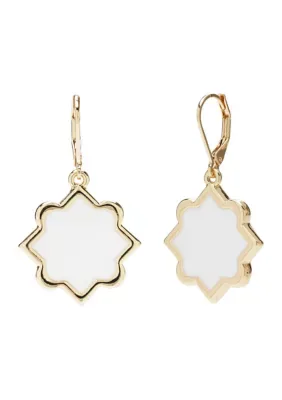 Gold Tone White Foil Drop Earrings by Crown & Ivy