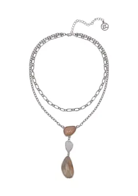 Lab Created Silver Tone 2 Row Chain Link Necklace, 7 In