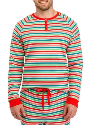 Merry Multi Stripe Henley Sleep Shirt by Pajamarama