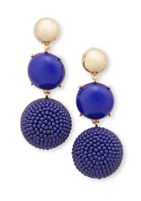 Gold Tone Bead Triple Drop Clip Earrings by Crown & Ivy