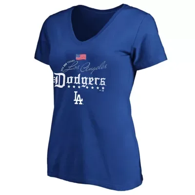MLB Fanatics Los Angeles Dodgers USA 250 Years V-Neck T-Shirt by Fanatics