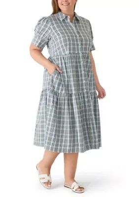 Elbow Puff Sleeve Printed Tiered Dress by Crown & Ivy