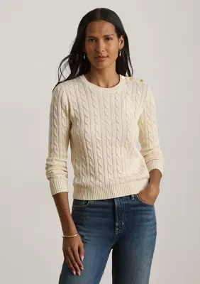 Lauren Ralph Lauren Button-Trim Cable-Knit Sweater by Ralph Lauren